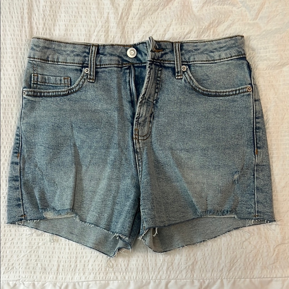 George Light Blue Jean Shorts High-Waisted Frayed Hem